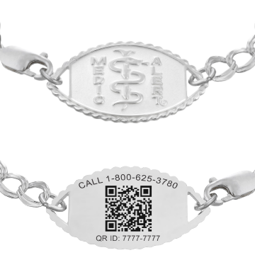 QR Code Santa Rosa Classic Medical ID Bracelet Sterling Silver